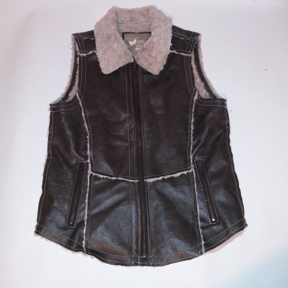Natural Reflections Vest Womens Medium Brown‎ Suede Fur Lining Ranch Western Zip - Picture 3 of 13